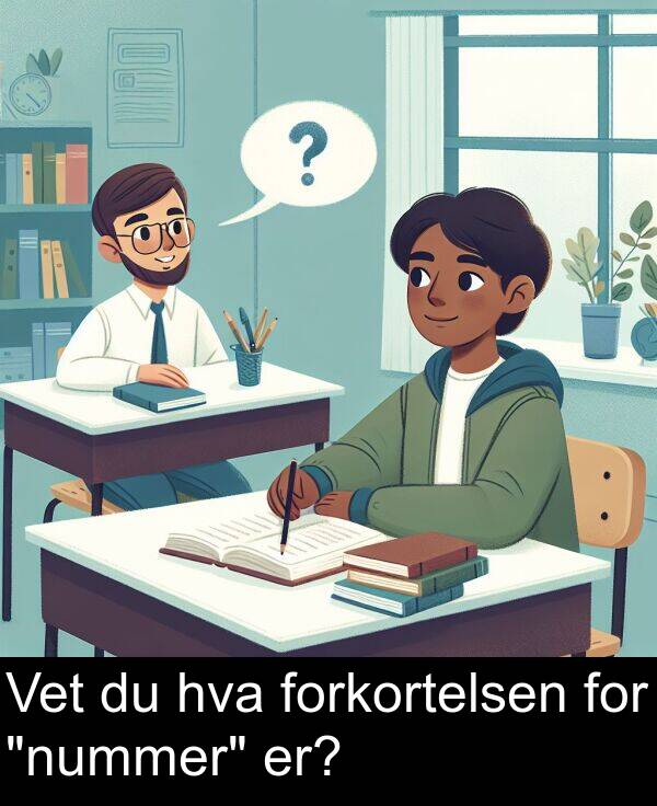 er: Vet du hva forkortelsen for "nummer" er?