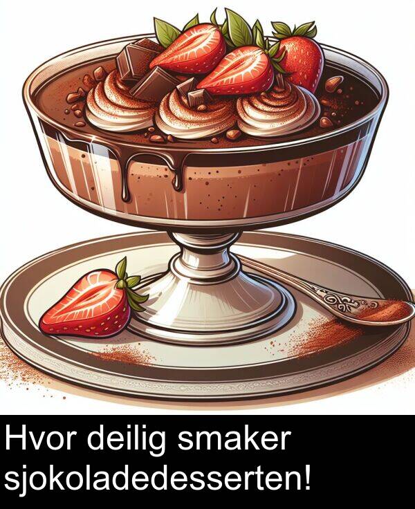 deilig: Hvor deilig smaker sjokoladedesserten!