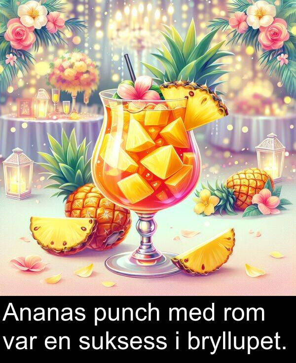 rom: Ananas punch med rom var en suksess i bryllupet.