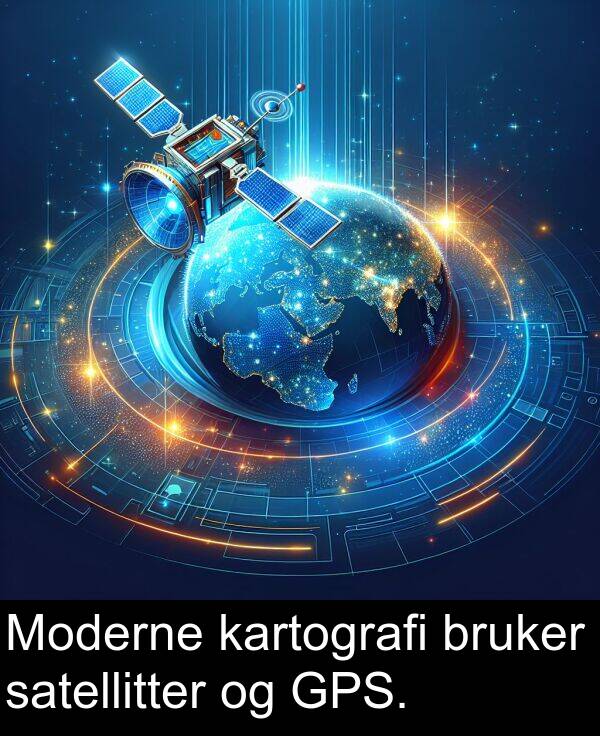 satellitter: Moderne kartografi bruker satellitter og GPS.