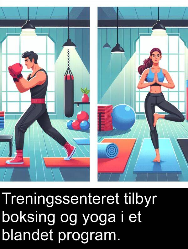 yoga: Treningssenteret tilbyr boksing og yoga i et blandet program.