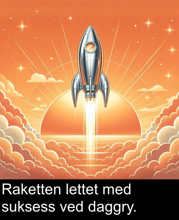 med: Raketten lettet med suksess ved daggry.