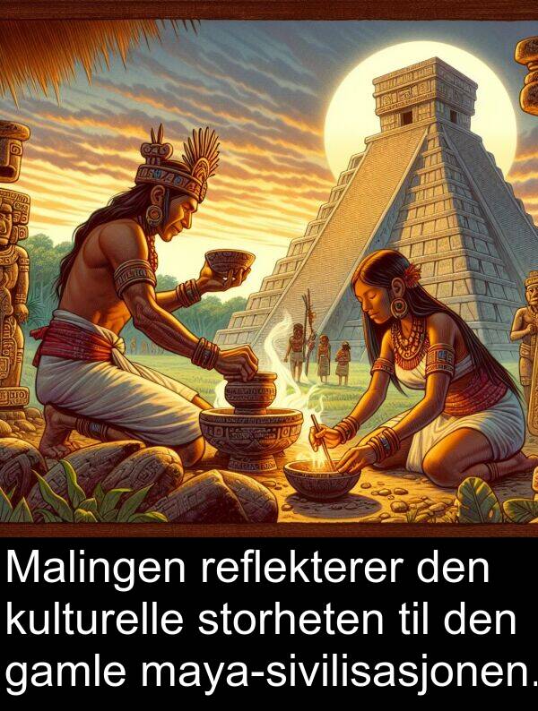 reflekterer: Malingen reflekterer den kulturelle storheten til den gamle maya-sivilisasjonen.