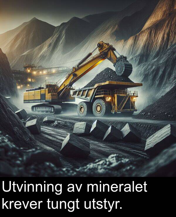 utstyr: Utvinning av mineralet krever tungt utstyr.