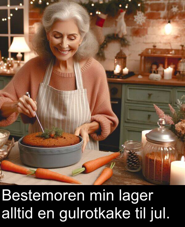 jul: Bestemoren min lager alltid en gulrotkake til jul.