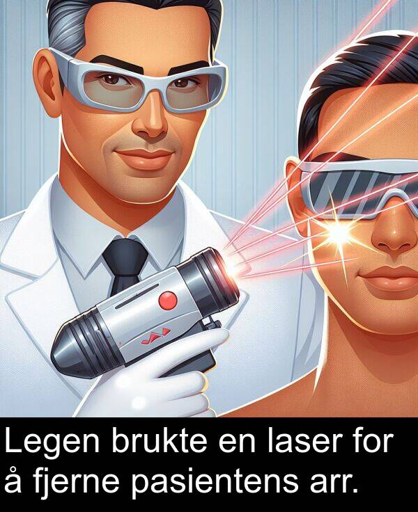 pasientens: Legen brukte en laser for å fjerne pasientens arr.