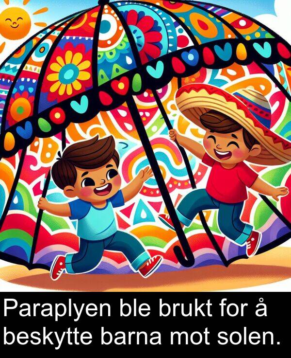 barna: Paraplyen ble brukt for å beskytte barna mot solen.