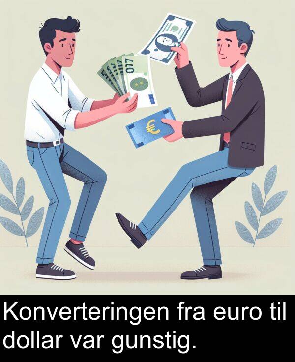 euro: Konverteringen fra euro til dollar var gunstig.