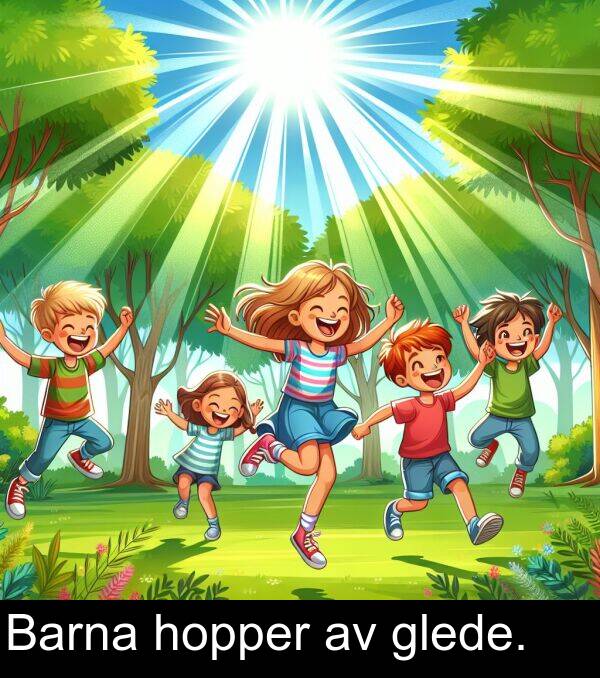 glede: Barna hopper av glede.