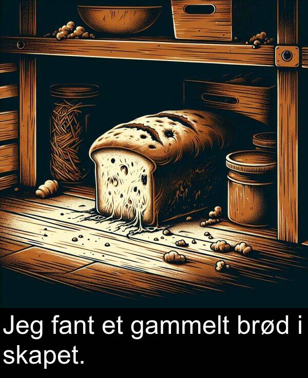 gammelt: Jeg fant et gammelt brød i skapet.