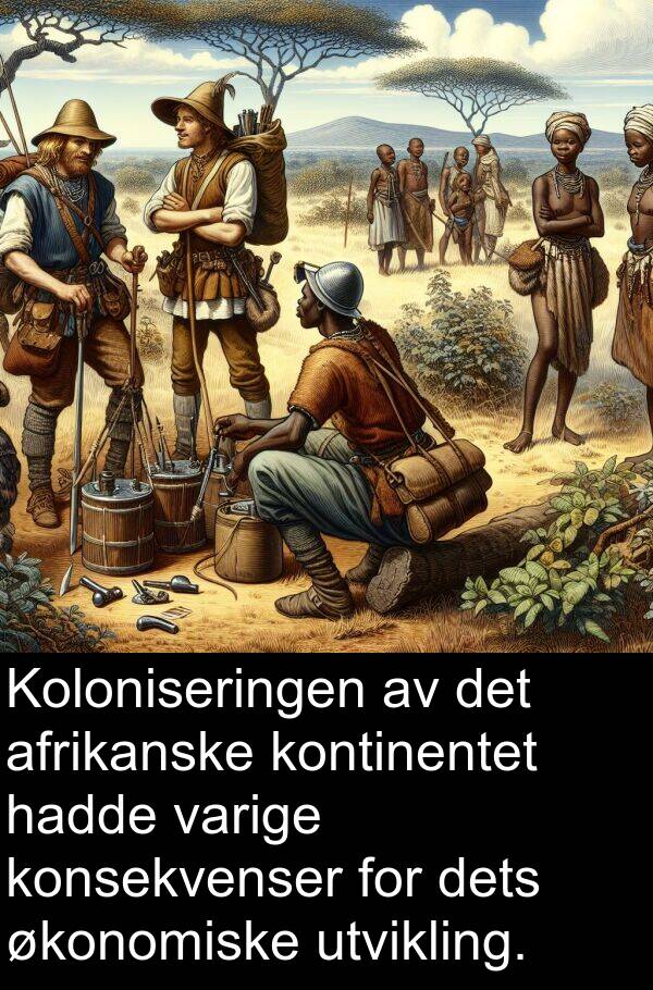 varige: Koloniseringen av det afrikanske kontinentet hadde varige konsekvenser for dets økonomiske utvikling.