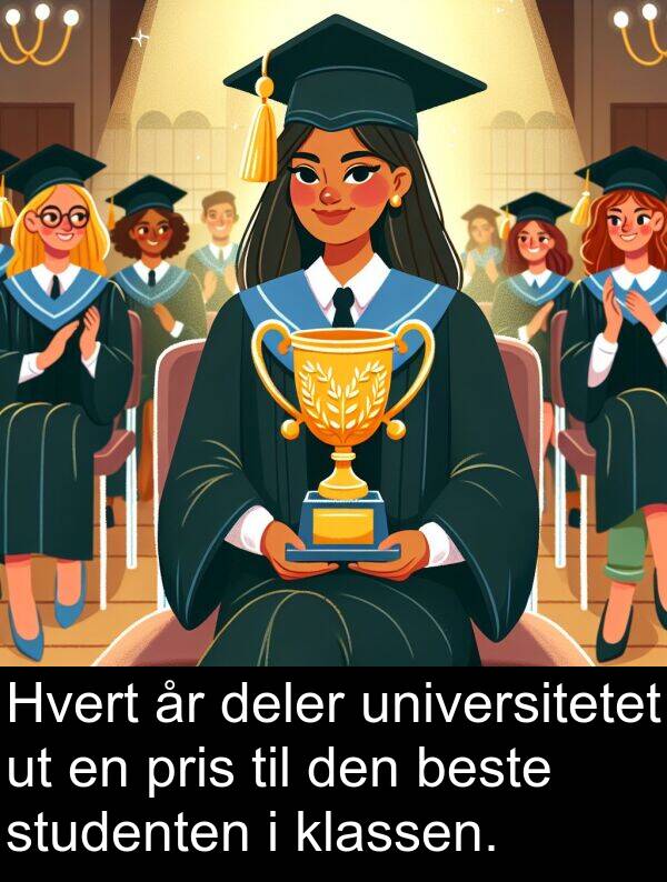 beste: Hvert år deler universitetet ut en pris til den beste studenten i klassen.