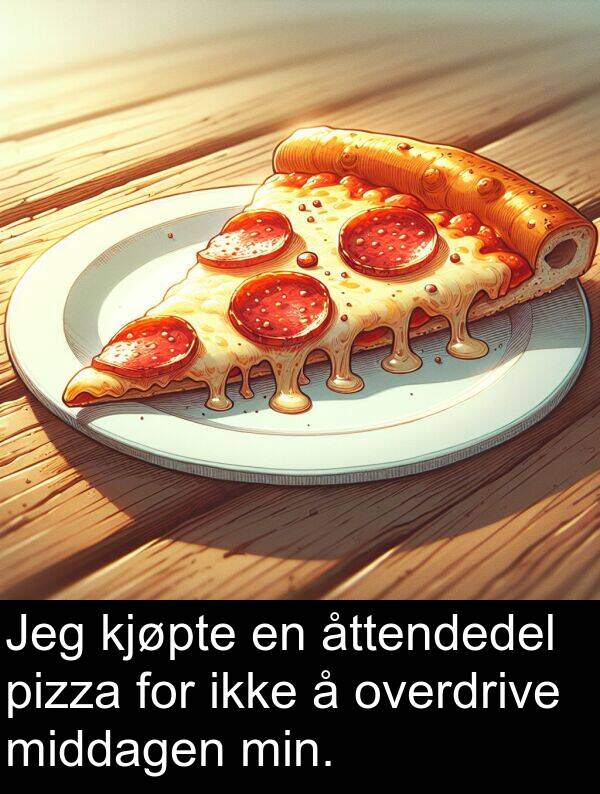 middagen: Jeg kjøpte en åttendedel pizza for ikke å overdrive middagen min.