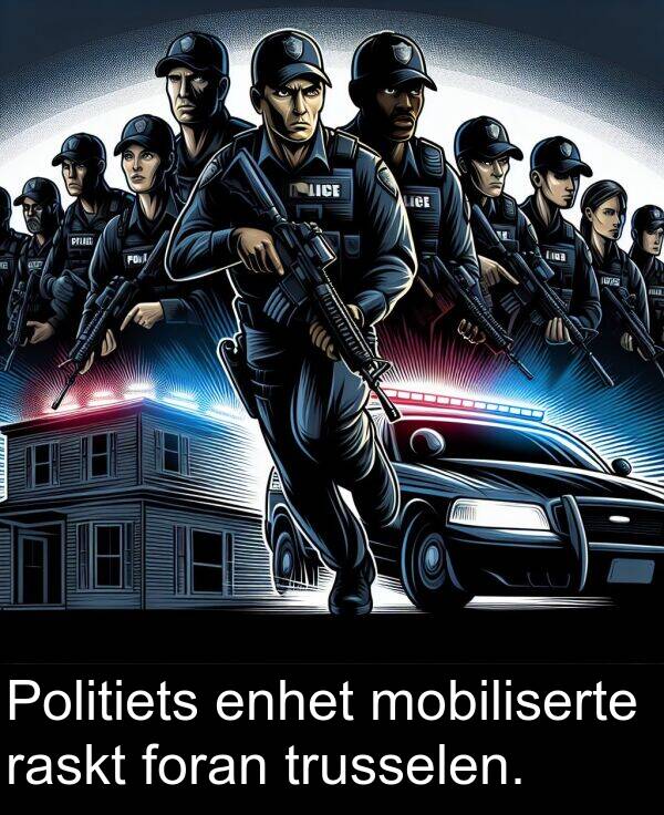 enhet: Politiets enhet mobiliserte raskt foran trusselen.