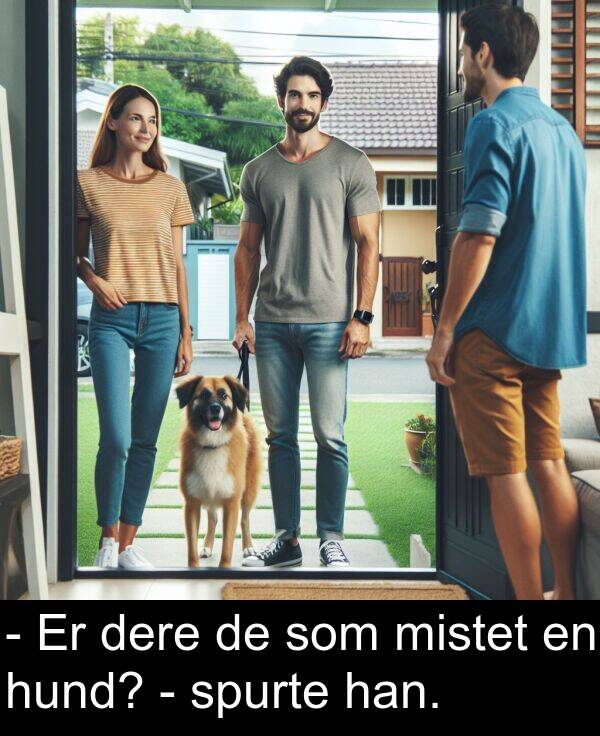 dere: - Er dere de som mistet en hund? - spurte han.