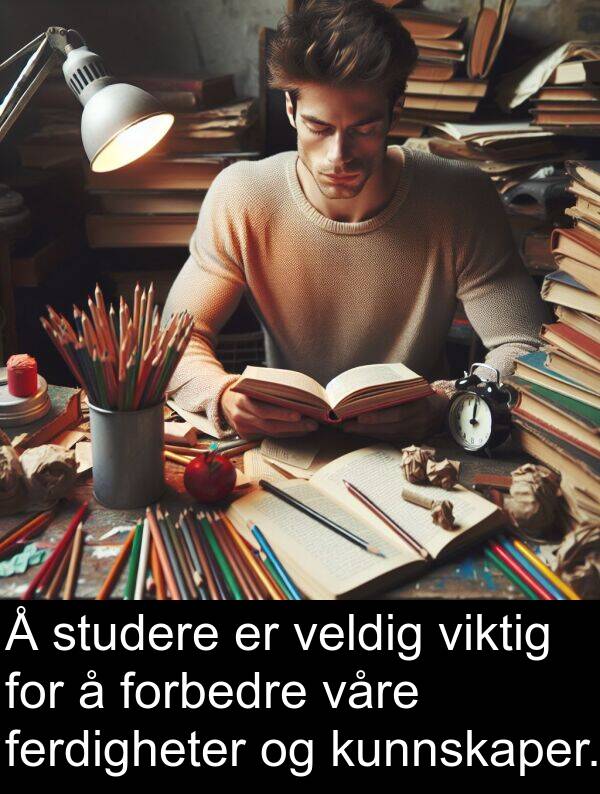 viktig: Å studere er veldig viktig for å forbedre våre ferdigheter og kunnskaper.