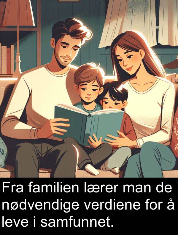 man: Fra familien lærer man de nødvendige verdiene for å leve i samfunnet.