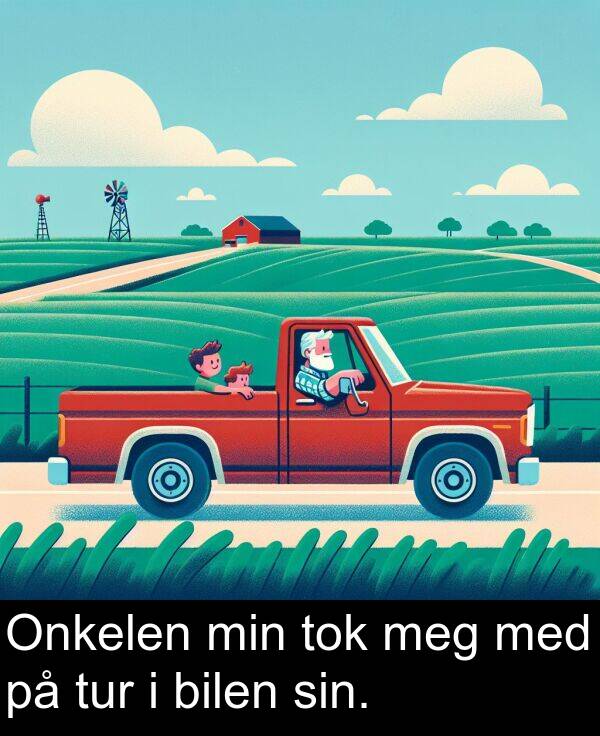 bilen: Onkelen min tok meg med på tur i bilen sin.