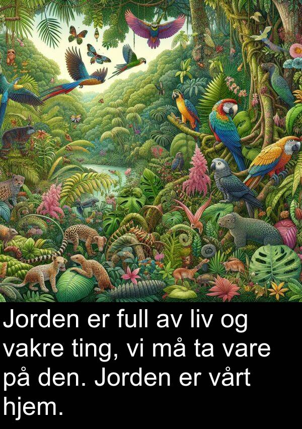 hjem: Jorden er full av liv og vakre ting, vi må ta vare på den. Jorden er vårt hjem.