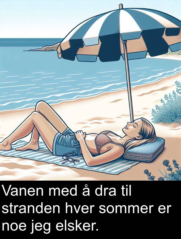 elsker: Vanen med å dra til stranden hver sommer er noe jeg elsker.