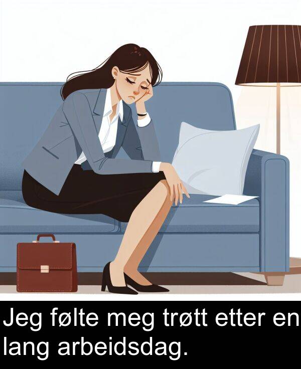 etter: Jeg følte meg trøtt etter en lang arbeidsdag.