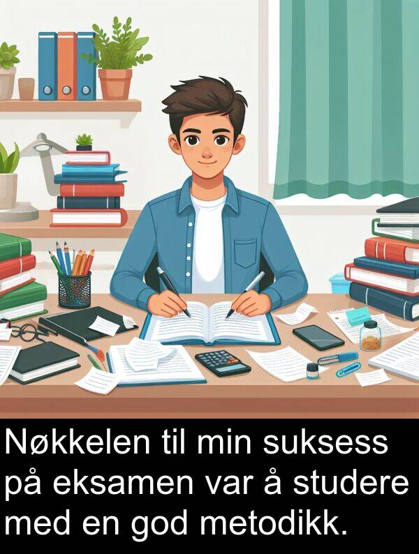 metodikk: Nøkkelen til min suksess på eksamen var å studere med en god metodikk.