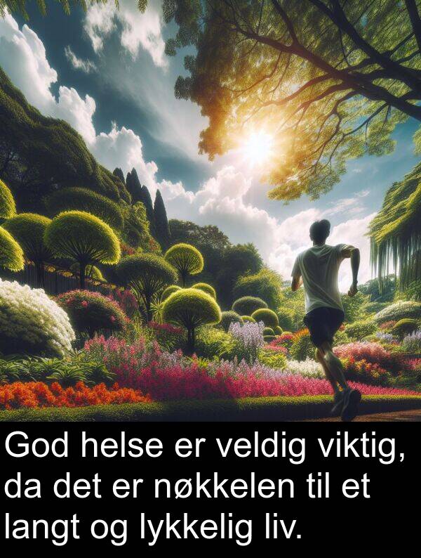 viktig: God helse er veldig viktig, da det er nøkkelen til et langt og lykkelig liv.