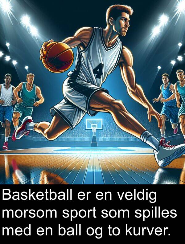 ball: Basketball er en veldig morsom sport som spilles med en ball og to kurver.