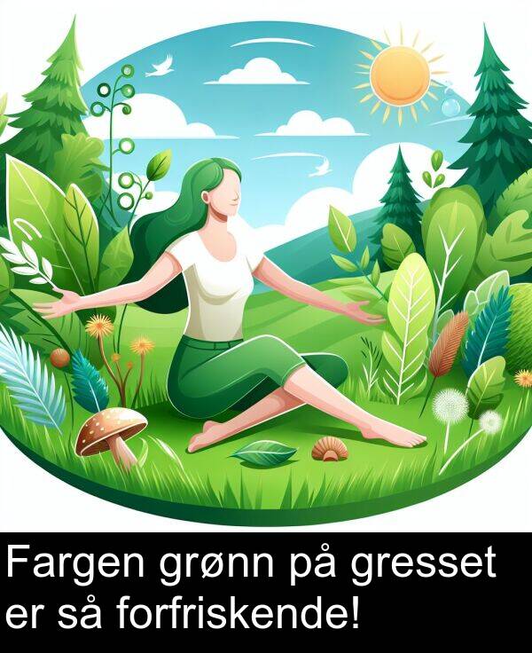 gresset: Fargen grønn på gresset er så forfriskende!