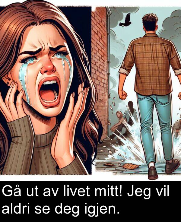 deg: Gå ut av livet mitt! Jeg vil aldri se deg igjen.