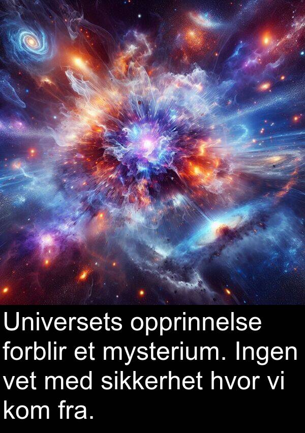 opprinnelse: Universets opprinnelse forblir et mysterium. Ingen vet med sikkerhet hvor vi kom fra.