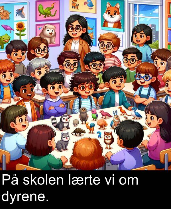 dyrene: På skolen lærte vi om dyrene.