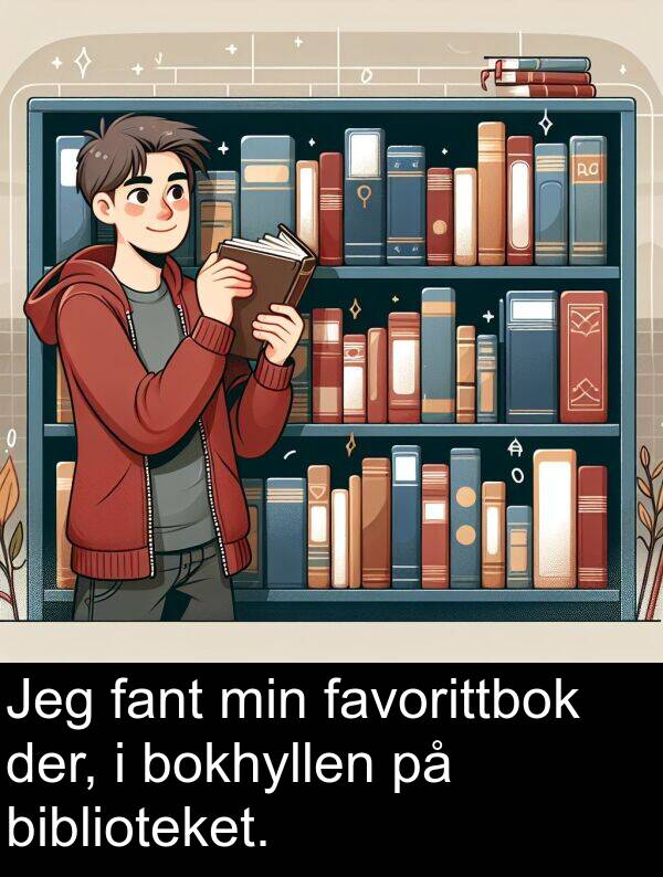 biblioteket: Jeg fant min favorittbok der, i bokhyllen på biblioteket.