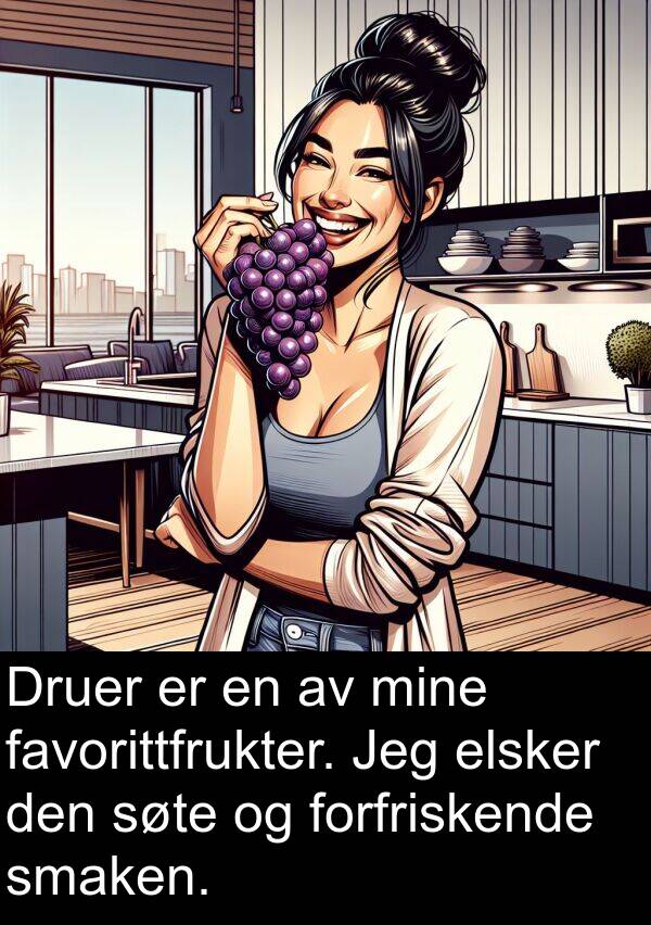 elsker: Druer er en av mine favorittfrukter. Jeg elsker den søte og forfriskende smaken.