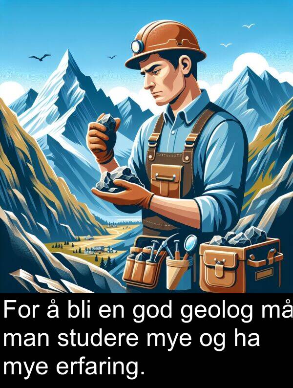 erfaring: For å bli en god geolog må man studere mye og ha mye erfaring.