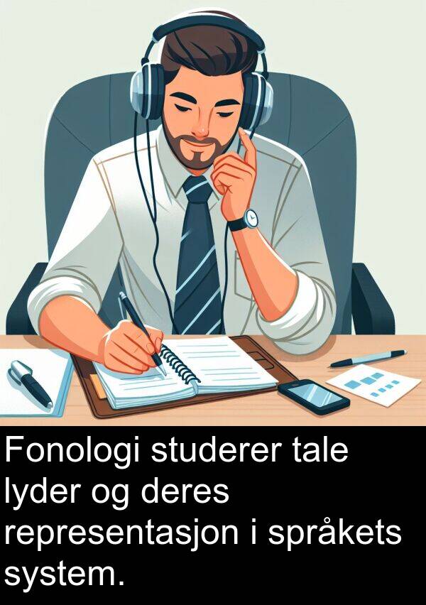 deres: Fonologi studerer tale lyder og deres representasjon i språkets system.