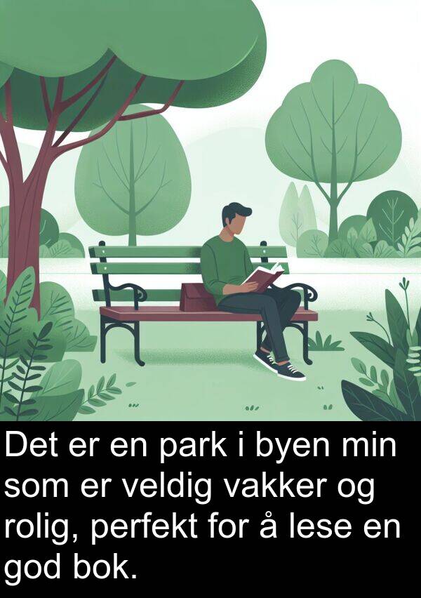 perfekt: Det er en park i byen min som er veldig vakker og rolig, perfekt for å lese en god bok.