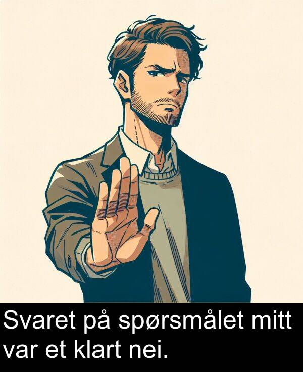 nei: Svaret på spørsmålet mitt var et klart nei.