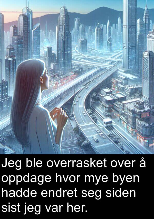 oppdage: Jeg ble overrasket over å oppdage hvor mye byen hadde endret seg siden sist jeg var her.