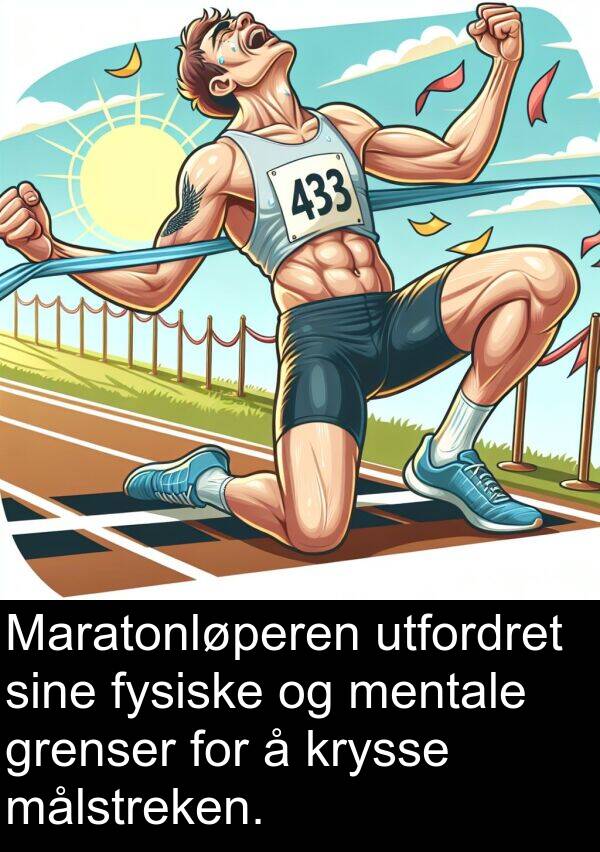 målstreken: Maratonløperen utfordret sine fysiske og mentale grenser for å krysse målstreken.