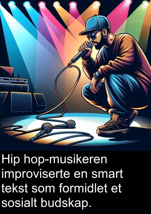 tekst: Hip hop-musikeren improviserte en smart tekst som formidlet et sosialt budskap.