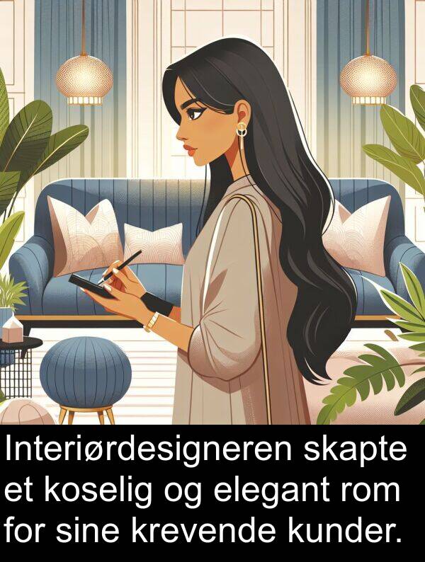 rom: Interiørdesigneren skapte et koselig og elegant rom for sine krevende kunder.