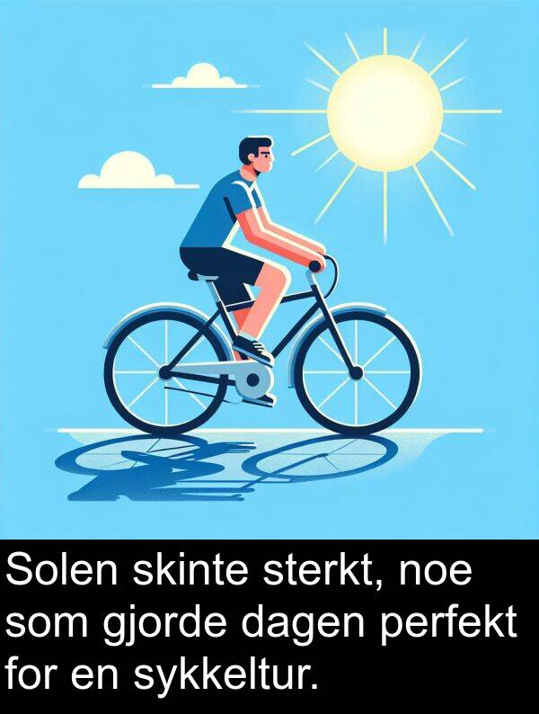 perfekt: Solen skinte sterkt, noe som gjorde dagen perfekt for en sykkeltur.