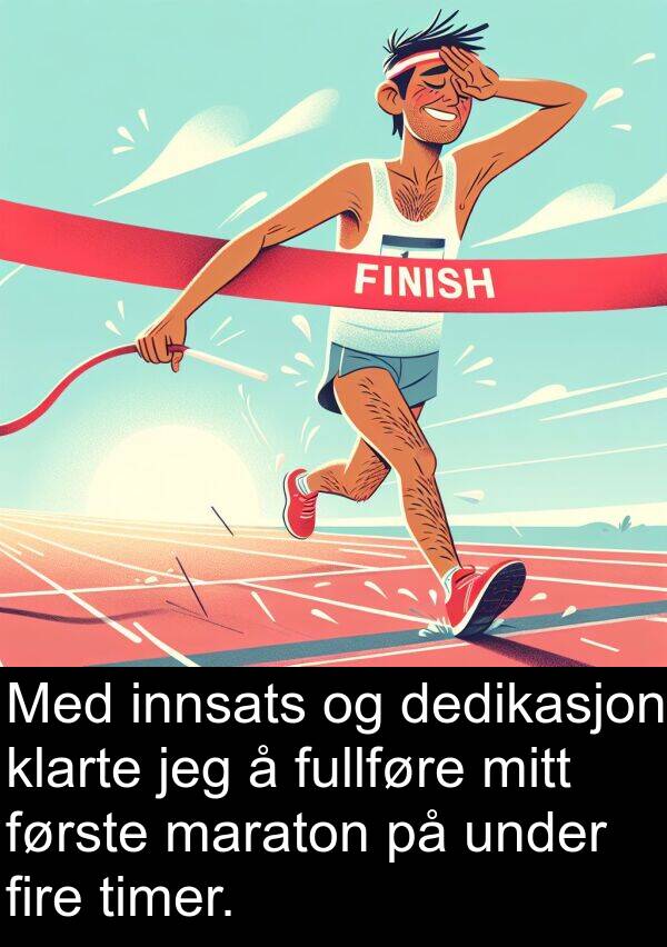 dedikasjon: Med innsats og dedikasjon klarte jeg å fullføre mitt første maraton på under fire timer.