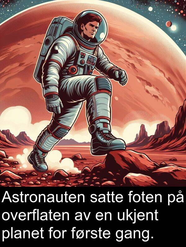 planet: Astronauten satte foten på overflaten av en ukjent planet for første gang.