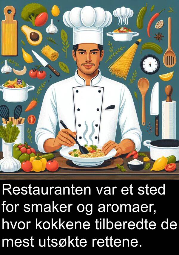 rettene: Restauranten var et sted for smaker og aromaer, hvor kokkene tilberedte de mest utsøkte rettene.