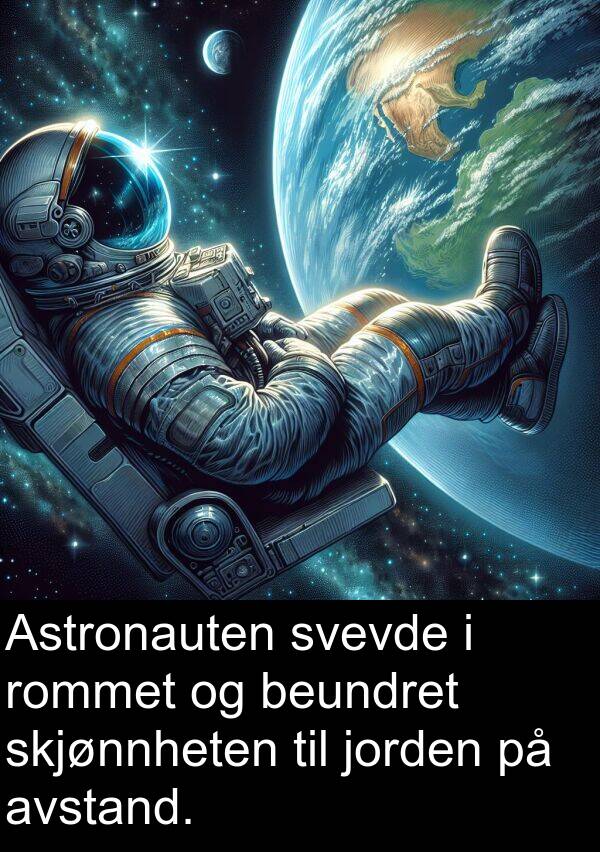 beundret: Astronauten svevde i rommet og beundret skjønnheten til jorden på avstand.