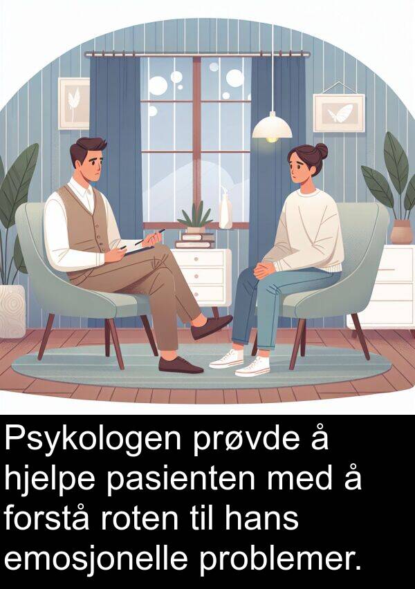 pasienten: Psykologen prøvde å hjelpe pasienten med å forstå roten til hans emosjonelle problemer.