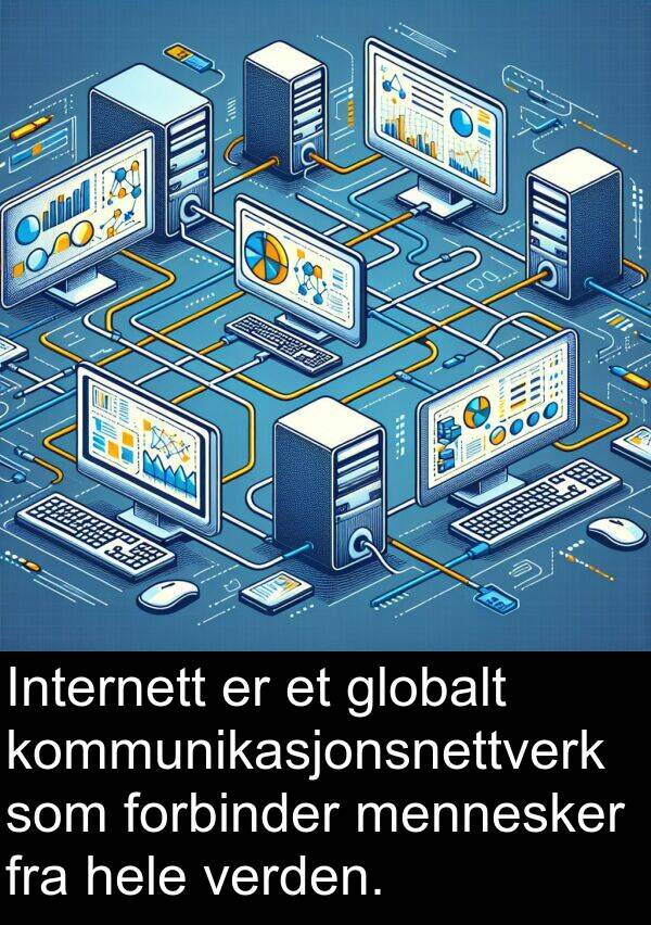 mennesker: Internett er et globalt kommunikasjonsnettverk som forbinder mennesker fra hele verden.