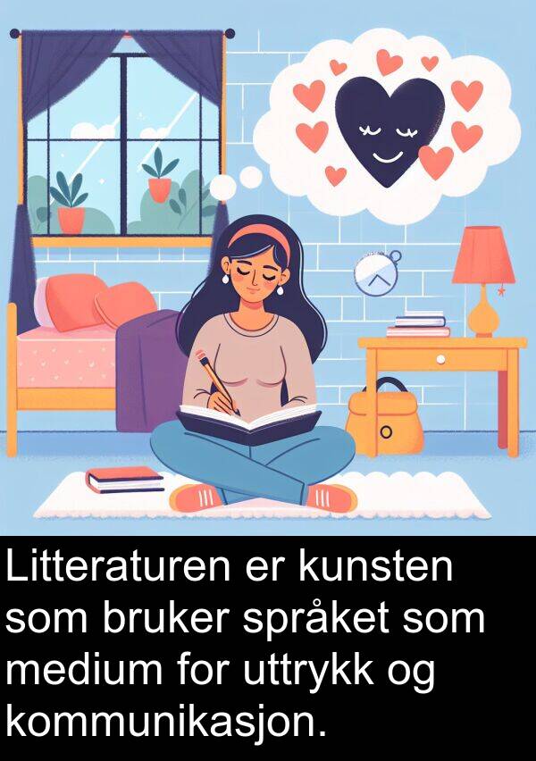 medium: Litteraturen er kunsten som bruker språket som medium for uttrykk og kommunikasjon.